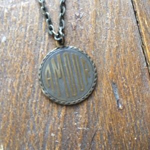 Antiqued Brass "Amour" Necklace